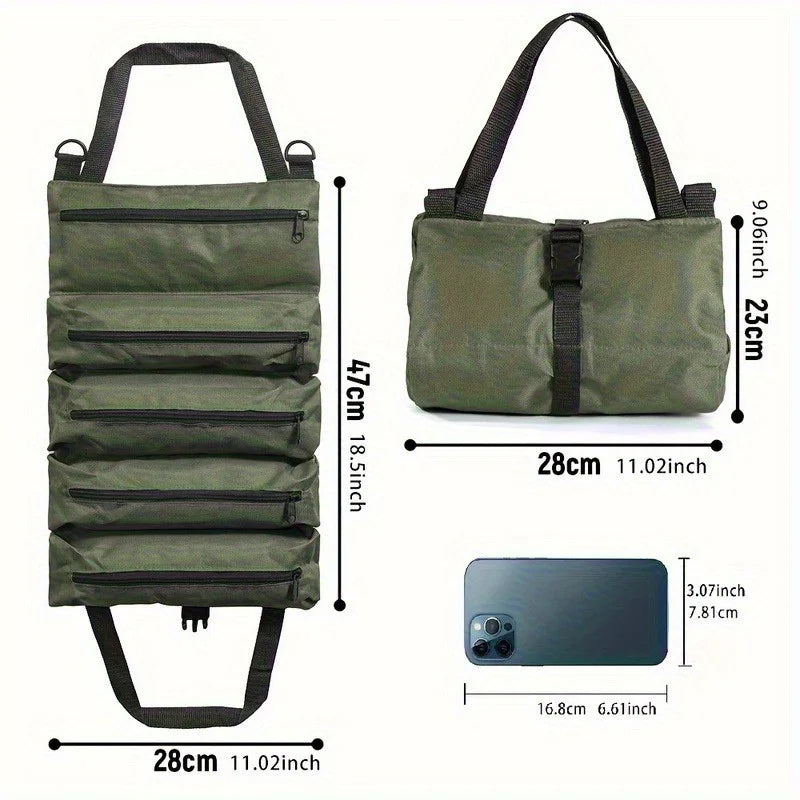 Multi-Pocket Roll-Up Tool Organizer Bag